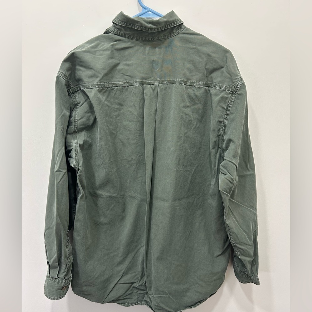 Carhartt Olive Green and Tan Contrast Collar Work Shirt - Picture 7 of 8